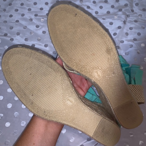 Coach EUC turquoise espadrille wedges - Picture 3 of 6